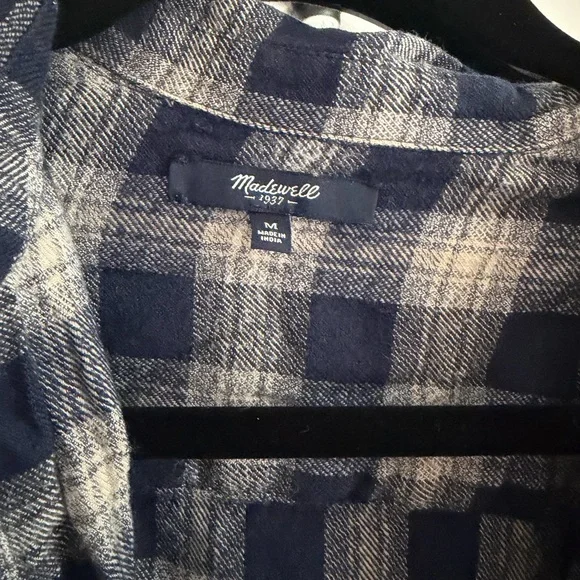 Madewell Navy and Cream Plaid Flannel - Picture 3 of 5